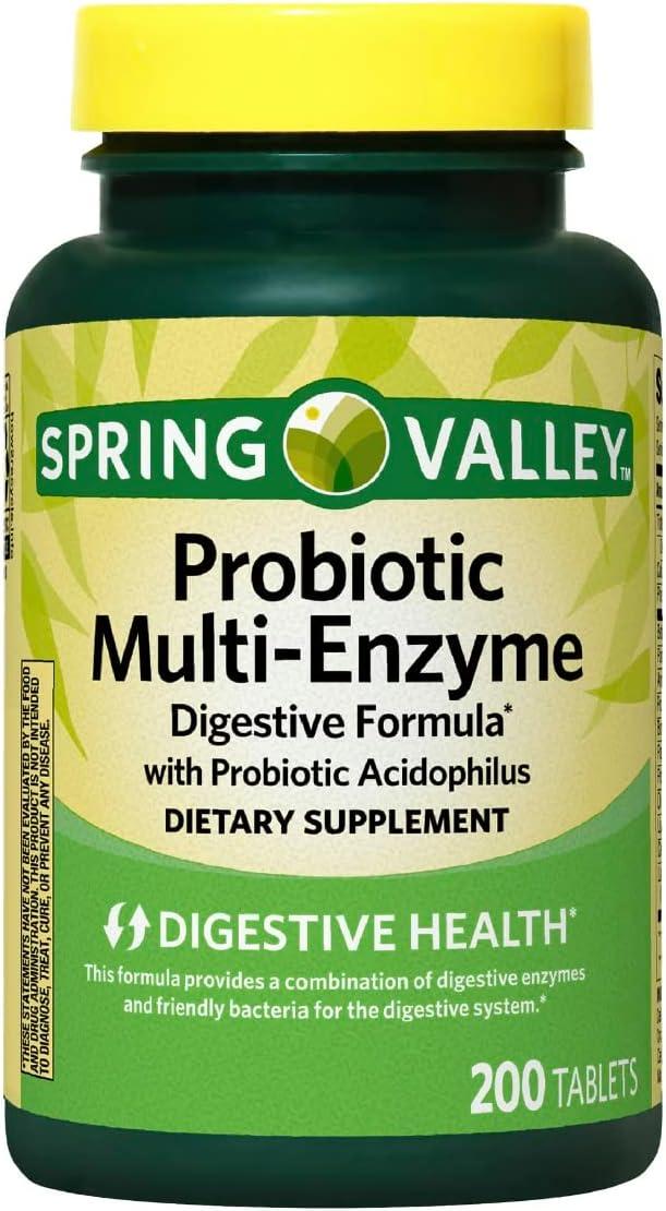 Spring Valley MultiEnzyme Probiotic 200 Tablets + Your Vitamin Guide
