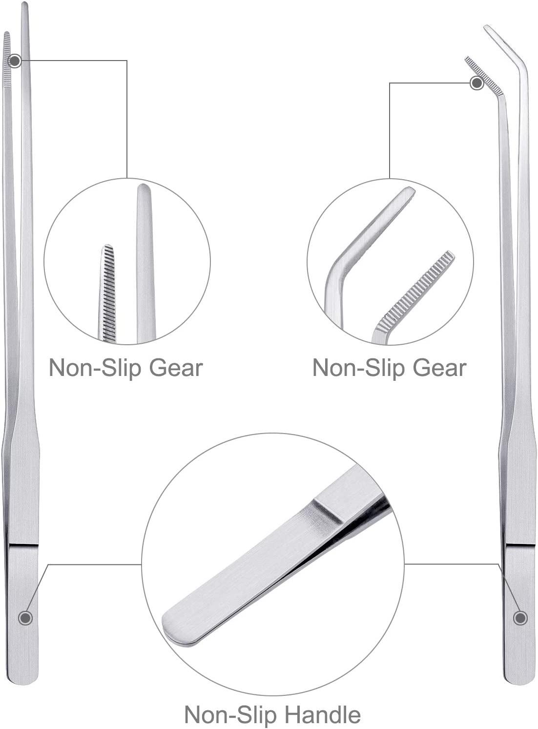 3 Pcs Stainless Steel Feeding Tongs, Reptile Feeding Tweezers Long Handle Feeder Tools for Fish