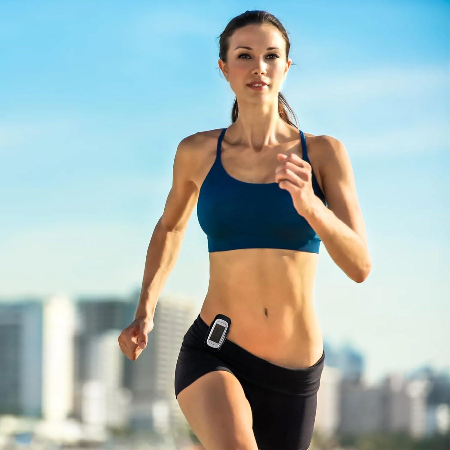 Tiardey - Podomètre 3D Avec Clip - Compte Pas, Distance, Calories - Alarme, Mémoire 7 Jours - Pile CR2032 Incluse