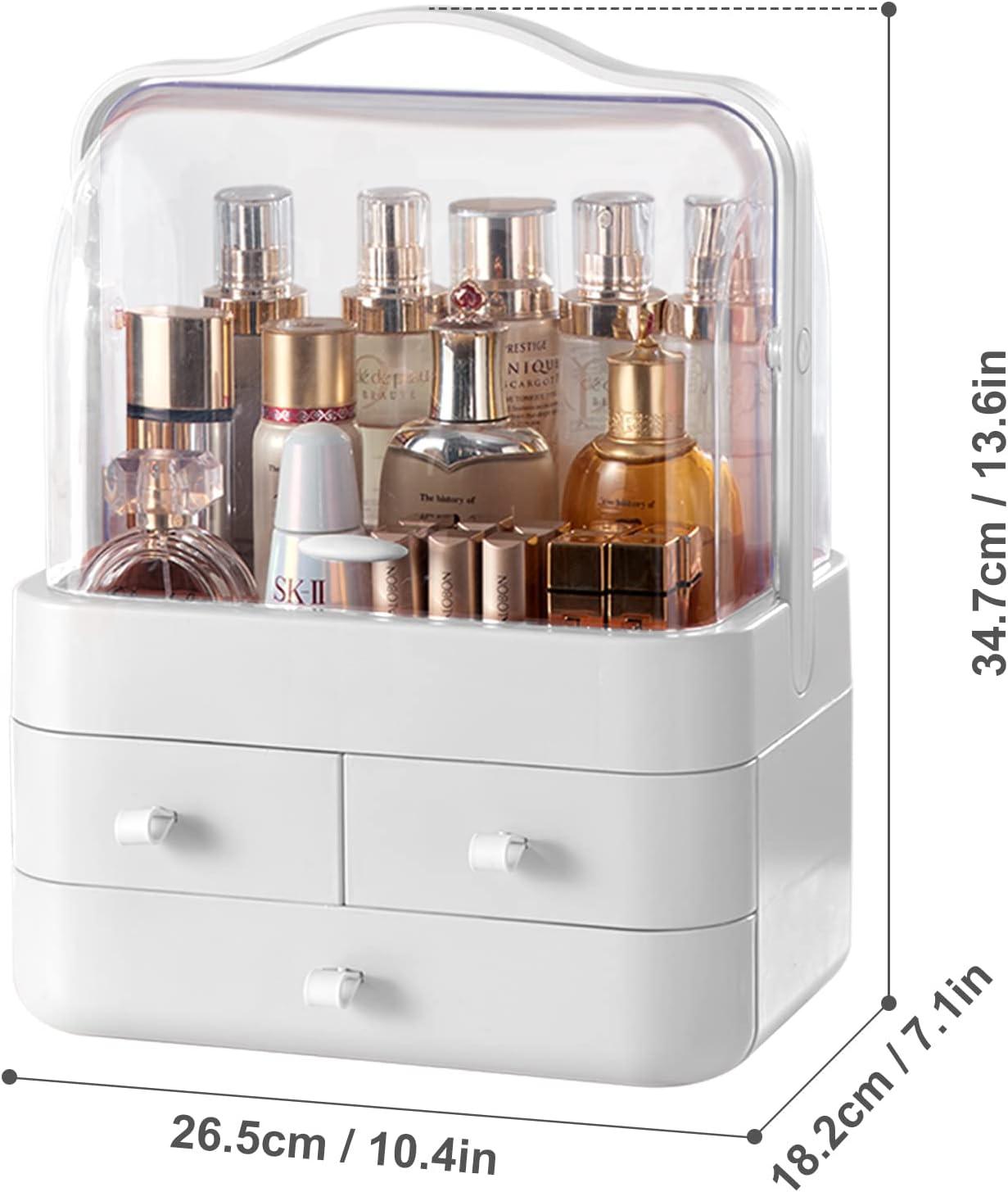 Makeup Organizer, Cosmetics Skincare Organizer Box Waterproof & Dustproof, Make  up Organizers and Storage for Vanity with Lid and Drawers, Cosmetic Display  Cases for Dresser, Countertop (White) Style A White-L