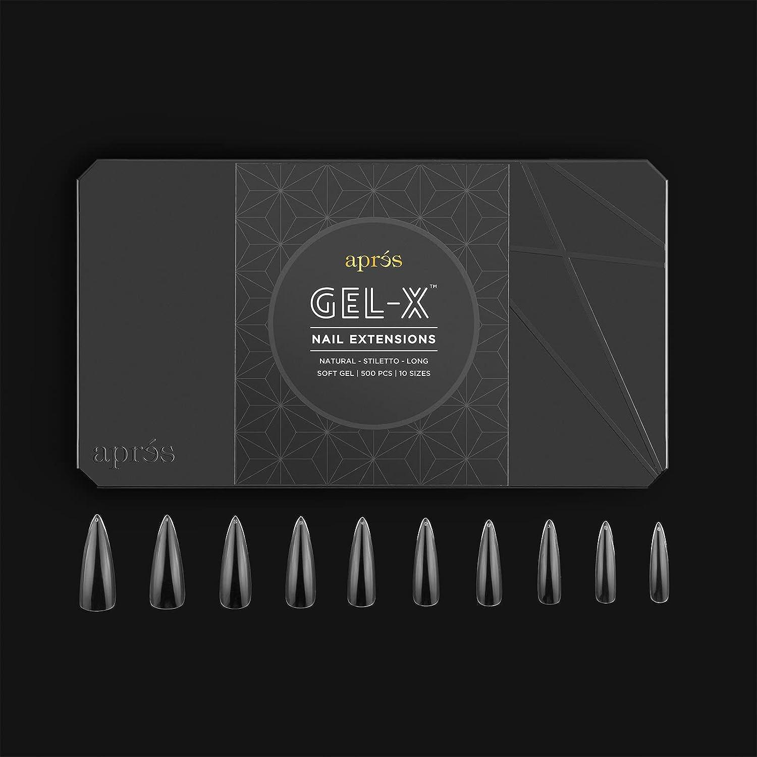 Apres Nail GelX Natural Stiletto Long Box of Tips 500 GelX Tips Premium Quality 10 Sizes