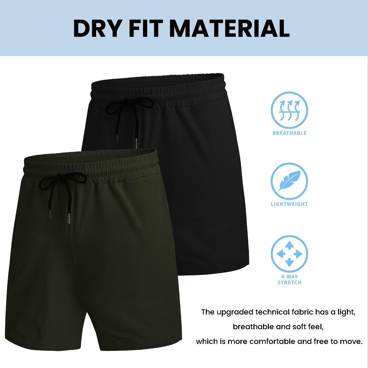 COOFANDY Men's 2 Pack Gym Workout Shorts Quick Dry Bodybuilding  Weightlifting Pants Training Running Jogger with Pockets 01-black/Olive  Green Medium