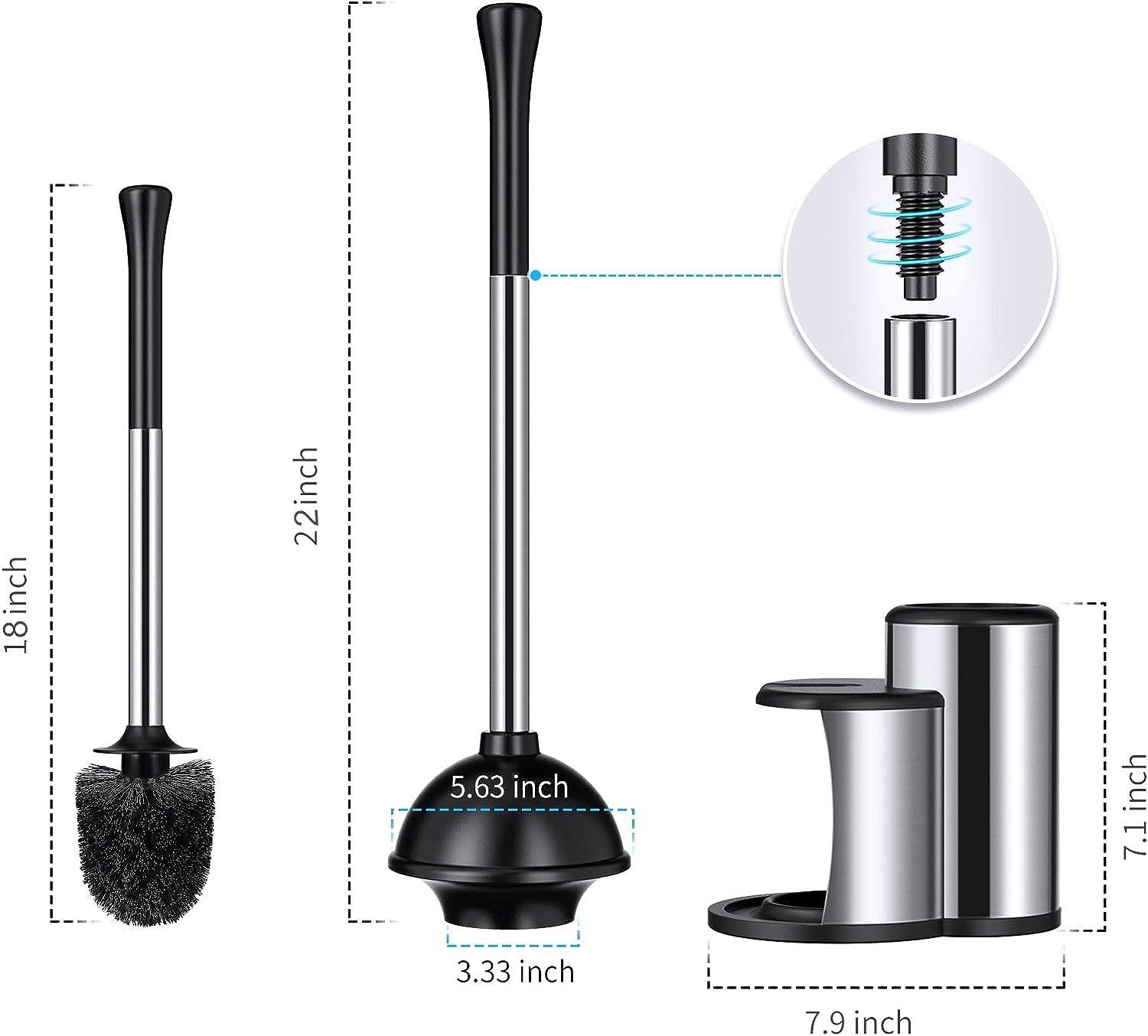 Toilet Plunger Bowl Brush Set: Heavy Duty Bathroom Plunger Combo with  Integrated Holder- Clean Rim Hideaway Toilet Scrubber Cleaner with Covered  Caddy