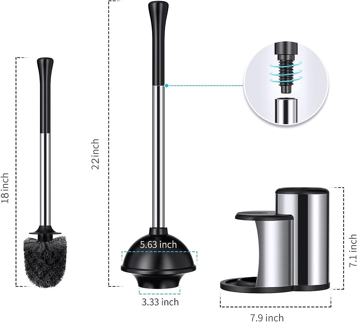 Toilet Plunger Bowl Brush Set Hideaway Heavy Duty Toilet Plunger Scrubber Cleaner Holder Combo