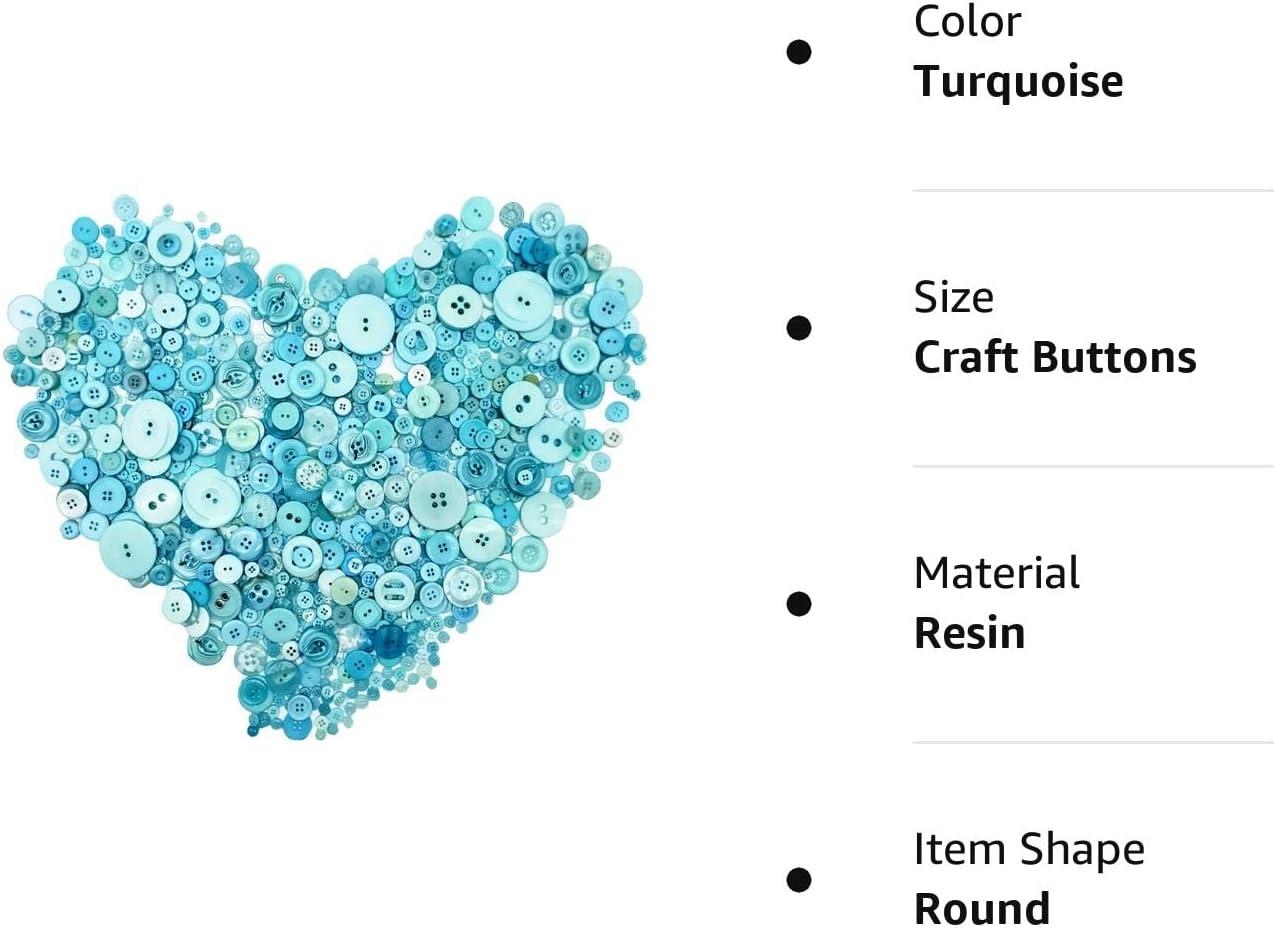 Esoca 650Pcs Turquoise Buttons for Crafts in Bulk Assorted Turquoise Craft  Buttons Mixed Teal Button for Crafting Teal Craft Buttons