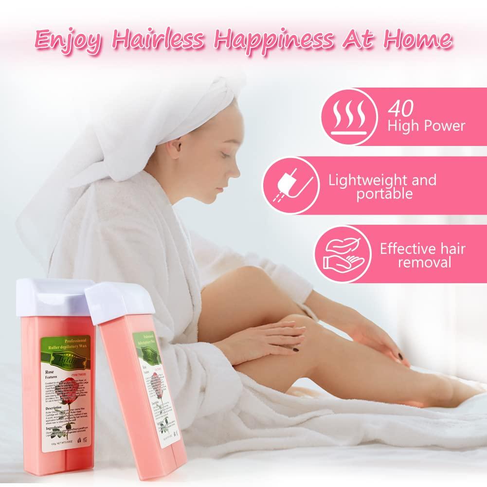 Roll on Wax Warmer Kit, Wax Roller Kit for Hair Removal, Painless