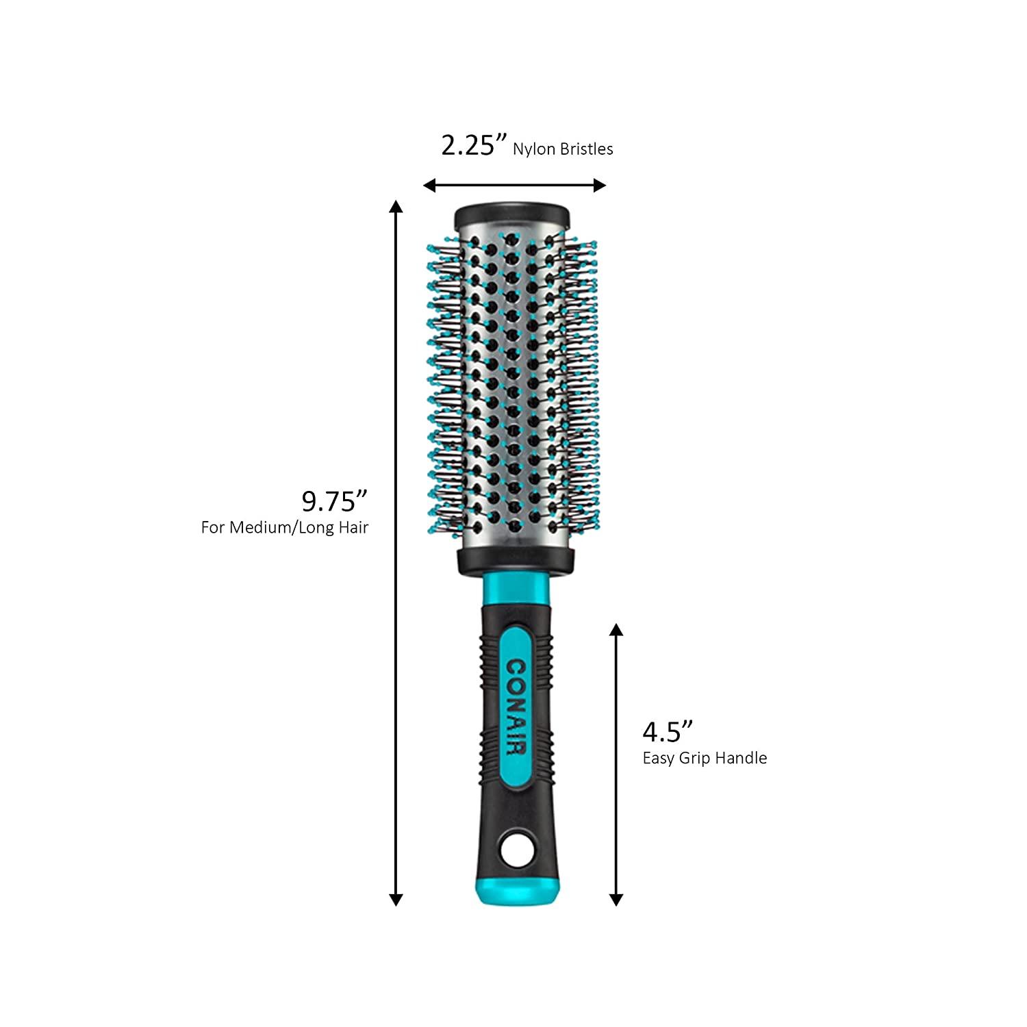 Conair Metal Round Brush for BlowDrying, Hairbrush for Men and Women