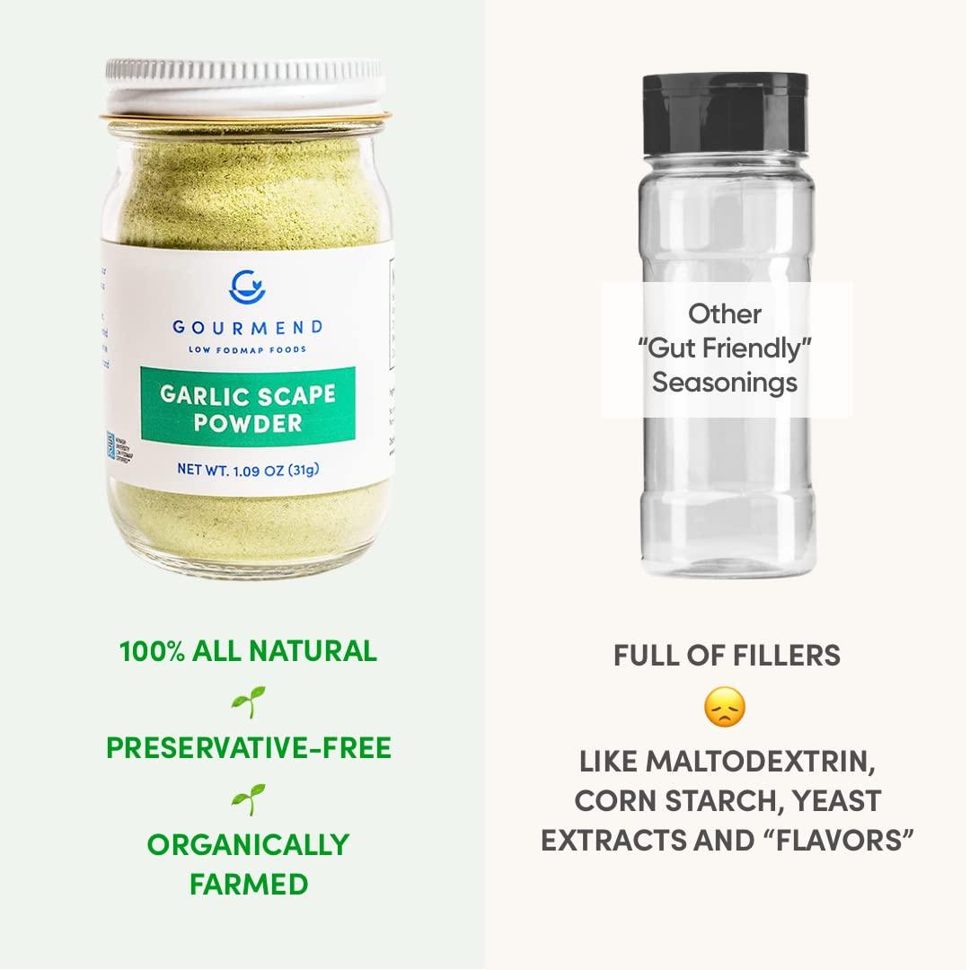 Gourmend Foods Garlic Scape Powder Monash Certified Low FODMAP, Filler