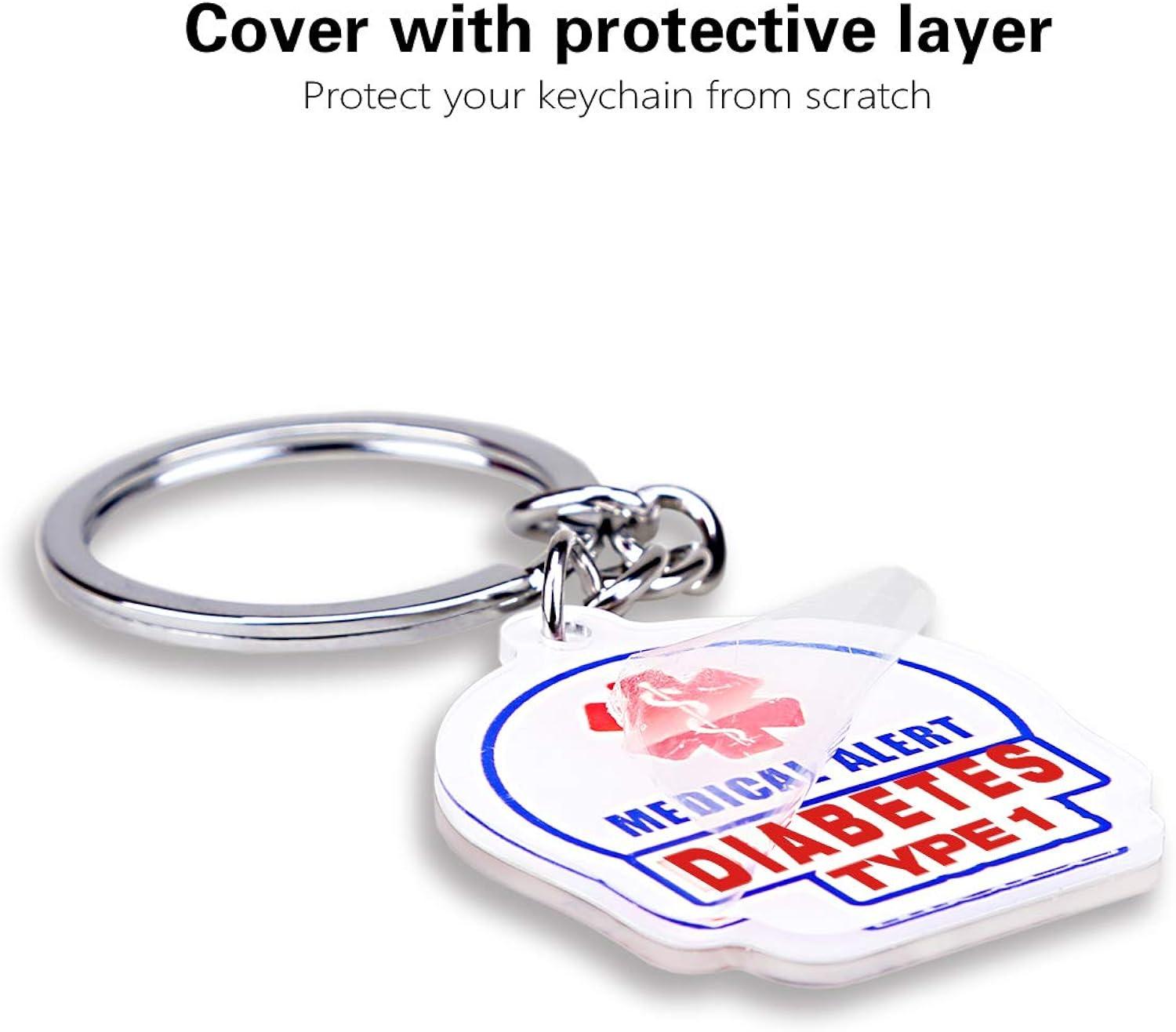 4 Pack Type1 Diabetes Keychain Allergy Medical Alert Symbol Bag Tags