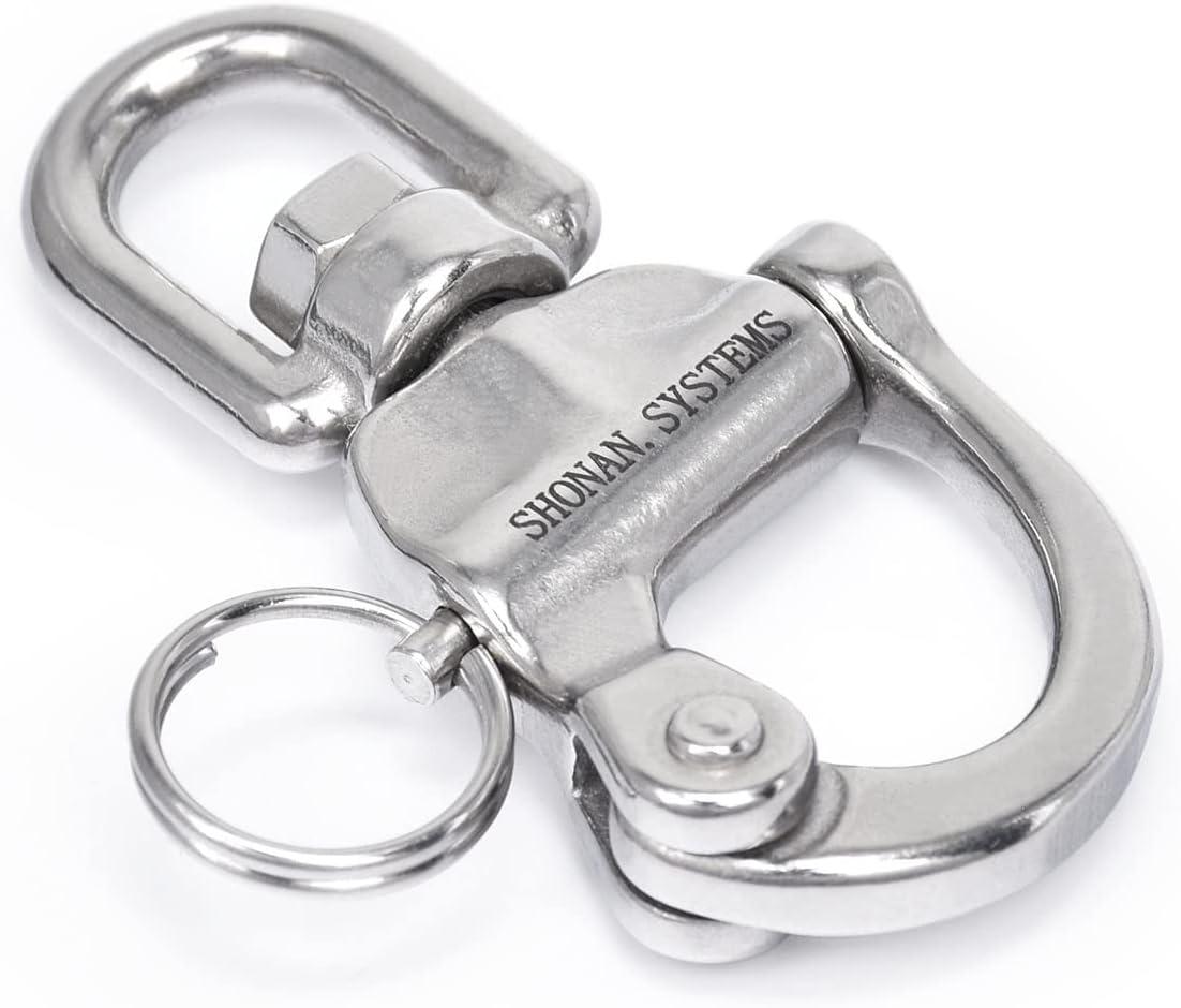 SHONAN Swivel Eye Snap Shackle, Marine Sailboat Shackles, 2 Pack