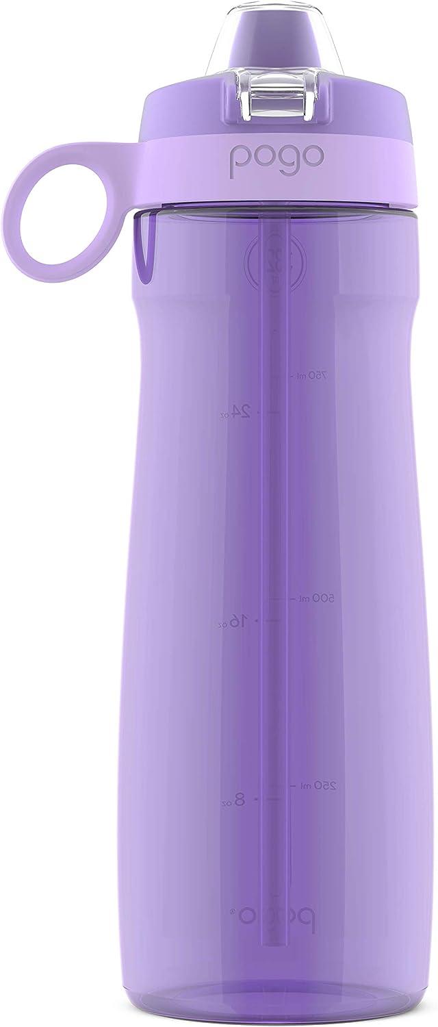 Pogo BPA-Free Tritan Water Bottle with Soft Straw, Grey, 40 oz
