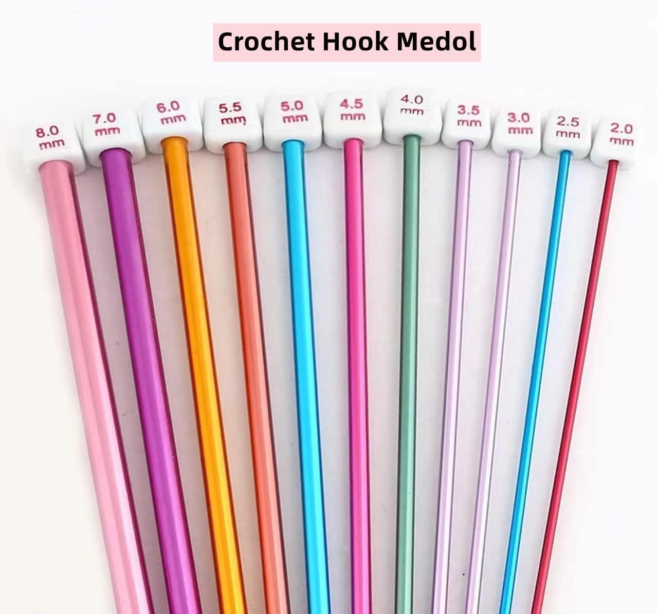 Cdrompy Tunisian Crochet Hook Set,11 Packs Tunisian Crochet Hook Afghan  Aluminum Crochet Needle(2mm to 8mm)