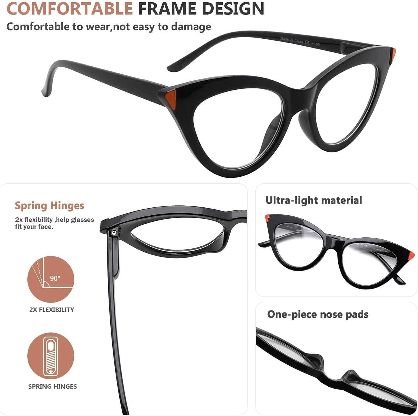 Eyekepper 5 Pack Reading Glasses for Women Cateye Style Ladies Readers +1.75 5pcsmix 1.75 Diopters