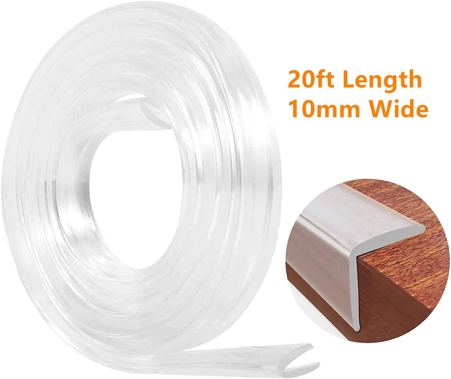 Edge Corner Protector,Baby Proofing Guards,Clear Soft Silicone Bumper Strip  20ft(6m) with Upgraded Pre-Taped Strong Adhesive,Round Child Safety Edge  Protector(8pack) for Cabinets,Tables,Furniture 20 FT & 8 CORNERS