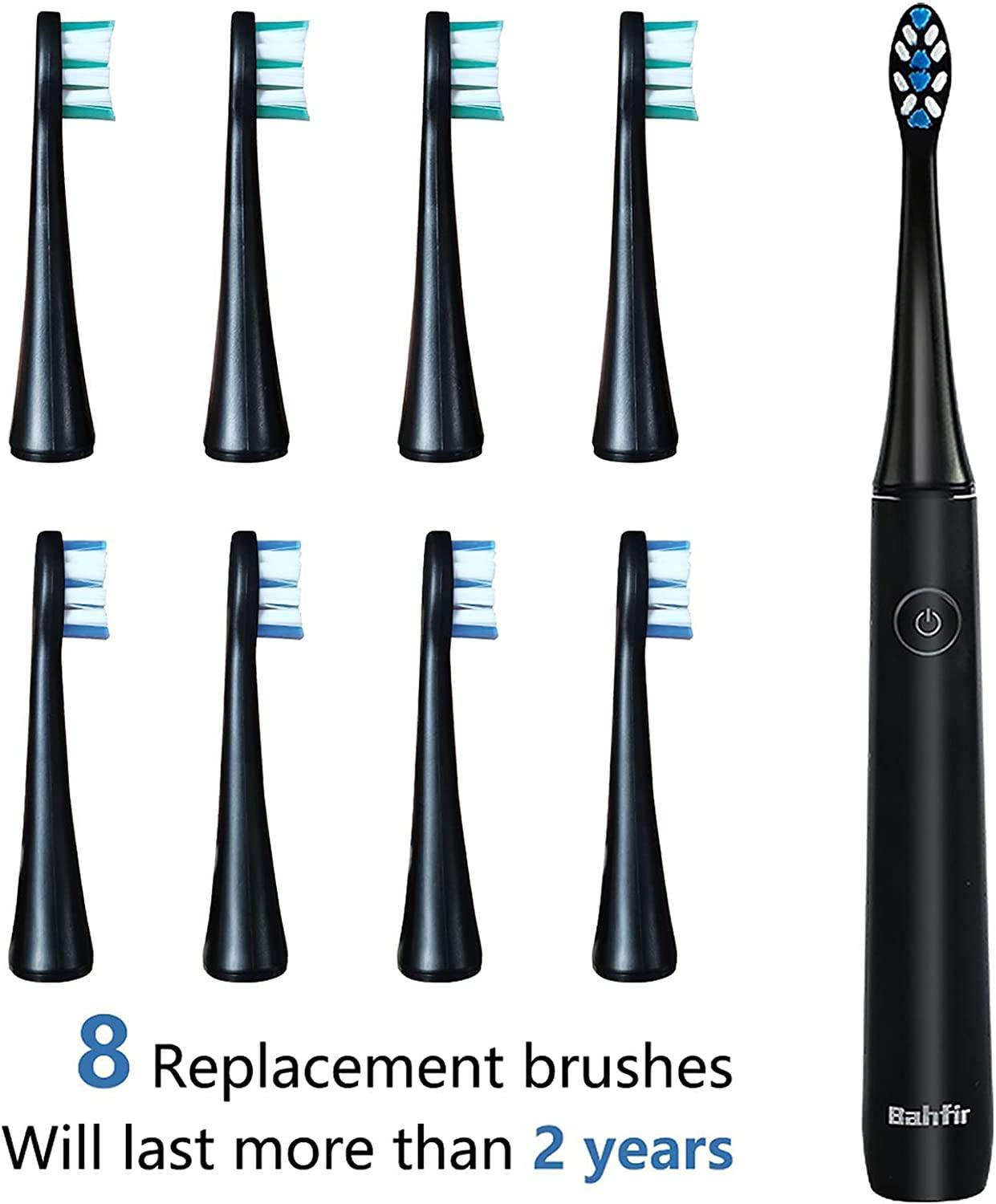 Bahfir Sonic Electric Toothbrush with 8 Heads & Travel Case