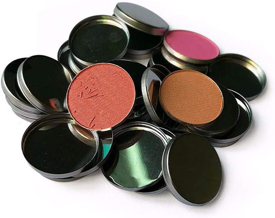 Pangda 50 Pack Empty Round Metal Tin Palette Pans Cosmetic Eyeshadow Blush Lipstick
