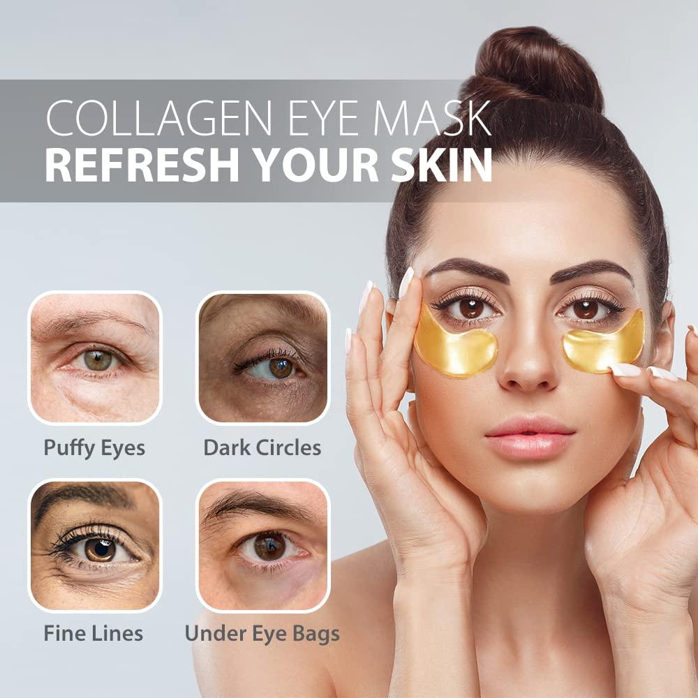 NEWGO 24K Gold Under Eye Mask Patches 20 Pairs Eye Gel Pads for