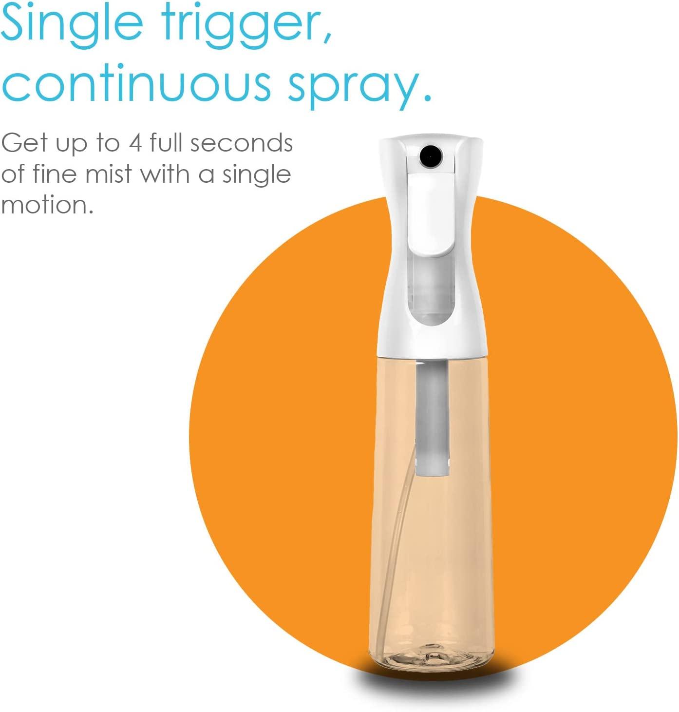 Houseables Continuous Spray Water Bottle, Hair Mist Sprayer, White, 12