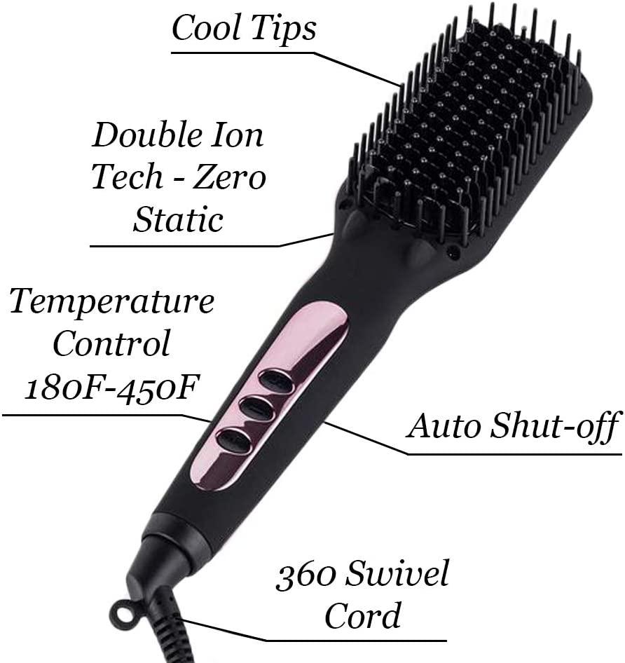 L'ANGE HAIR Le Vite Hair Straightener Brush | Heated Hair Straightening  Brush Flat Iron for Smooth, Anti Frizz Hair | Dual-Voltage Electric Hair  Brush Straightener | Hot Brush for Styling