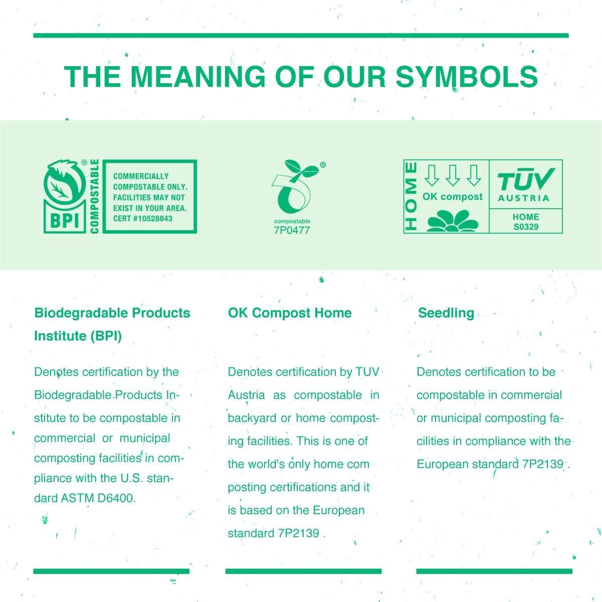 POWERTEC ASTM D6400 Certified Compostable Bags 100 Count 11.35 Liter