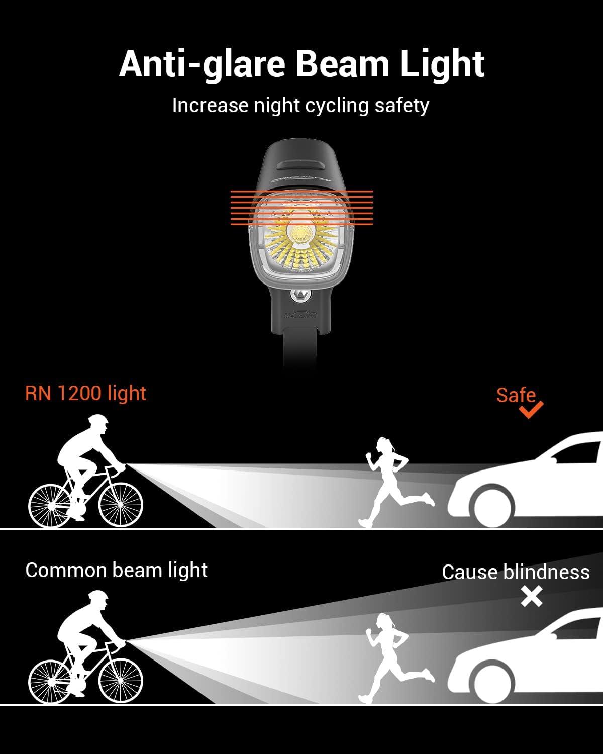 Magicshine Bike Light RN 1200, CREE LED, IPX7, 4000mAh Battery Type-C  Reverse Charging, Powerful Bike Headlight Compatible with: Mountain, Kids