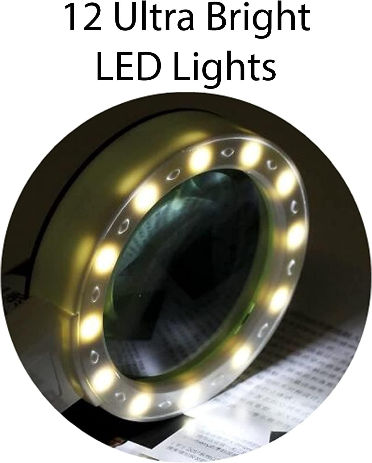 Pineapple LLC Magnifying Glass with Light 30X Handheld Large Magnifying