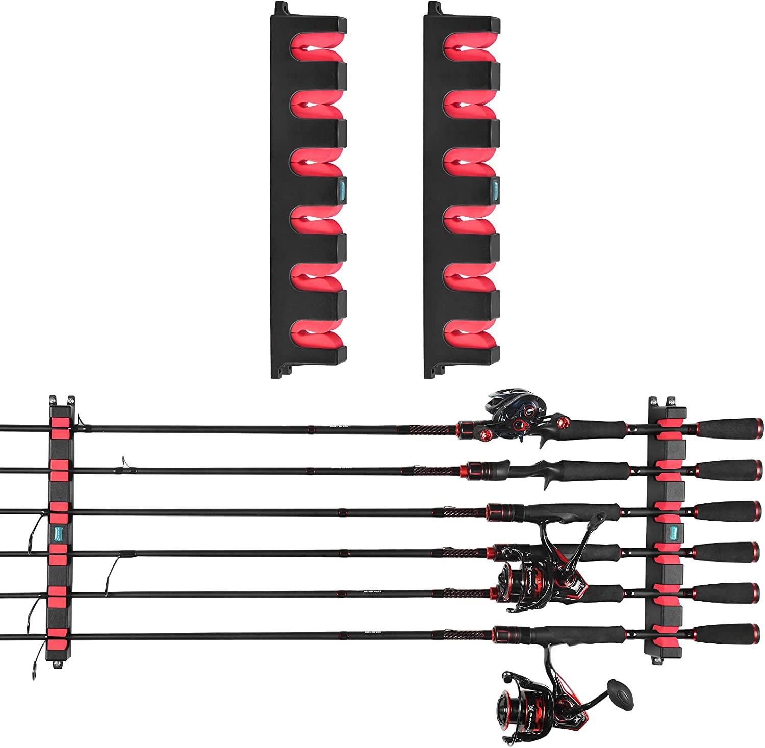 4 Pairs 13.6 Inches Fishing Rod Holder 6 Rod Rack Wall Mounted
