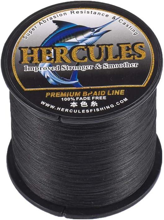 HERCULES Braided Fishing Line, Not Fade, 109-2187 Yards PE Lines, 8 Strands  Multifilament Fish line, 10lb - 120lb Test for Saltwater and Freshwater,  Abrasion Resistant Black 10lb (4.5kg)-0.12mm-328Yds (300m)-8S
