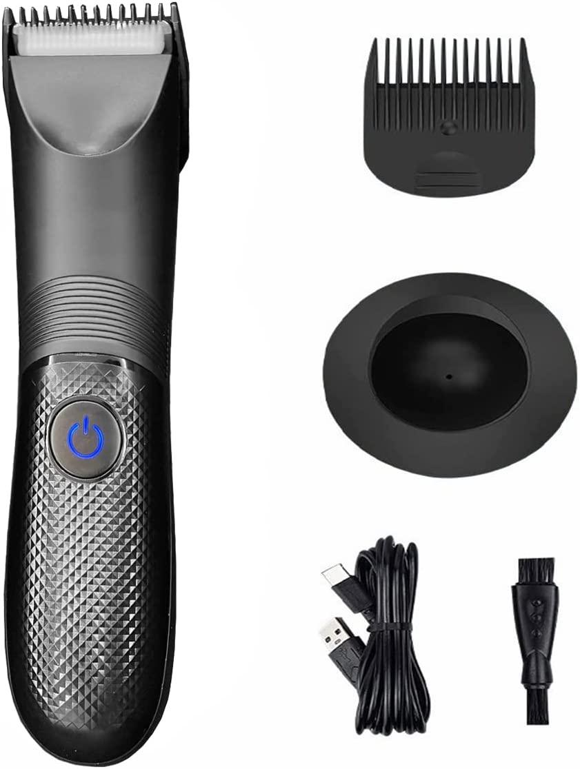 Body Hair Trimmer,Electric Groin Trimmer For Men,Ball Shaver Trimmer With  LED Indicator,Rechargeable Male Pubic Hair Trimmer, IP7 Waterproof Wet/Dry  Hair Clipper Safety Ceramic Blade Body Grooming Kit