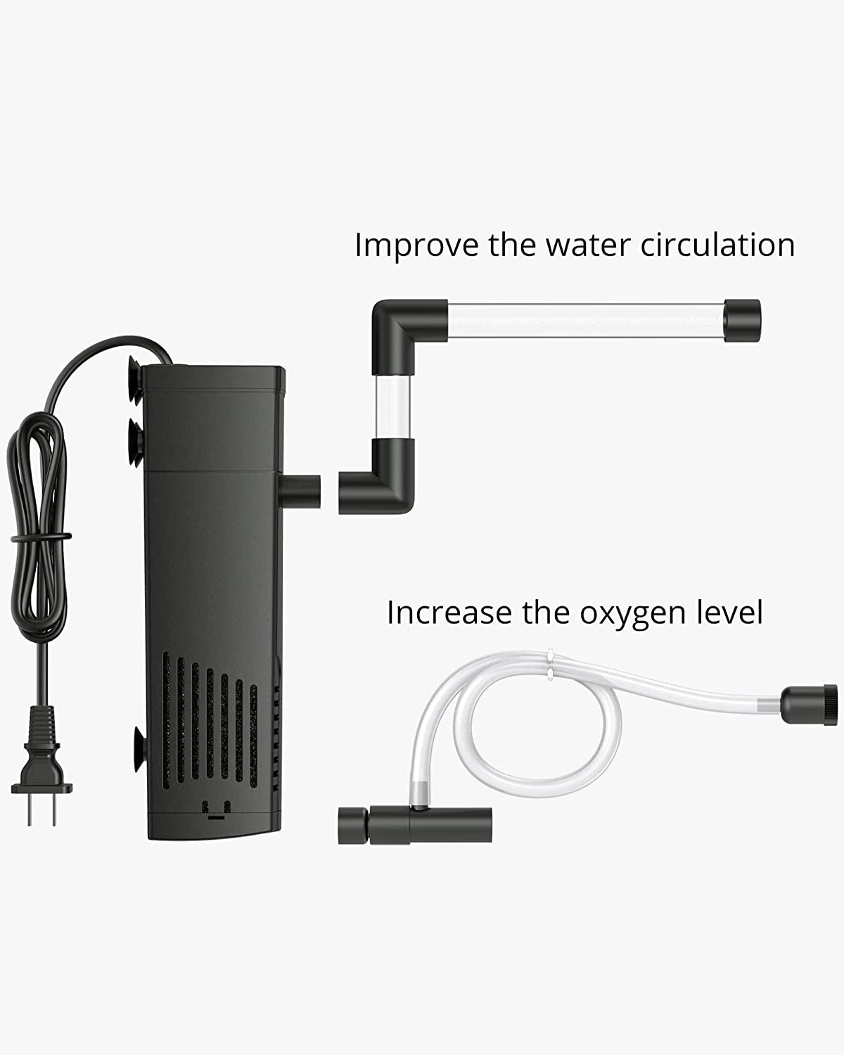 NICREW Aquarium Internal Filter Submersible Power Filter with Aeration System for 25 Gallon
