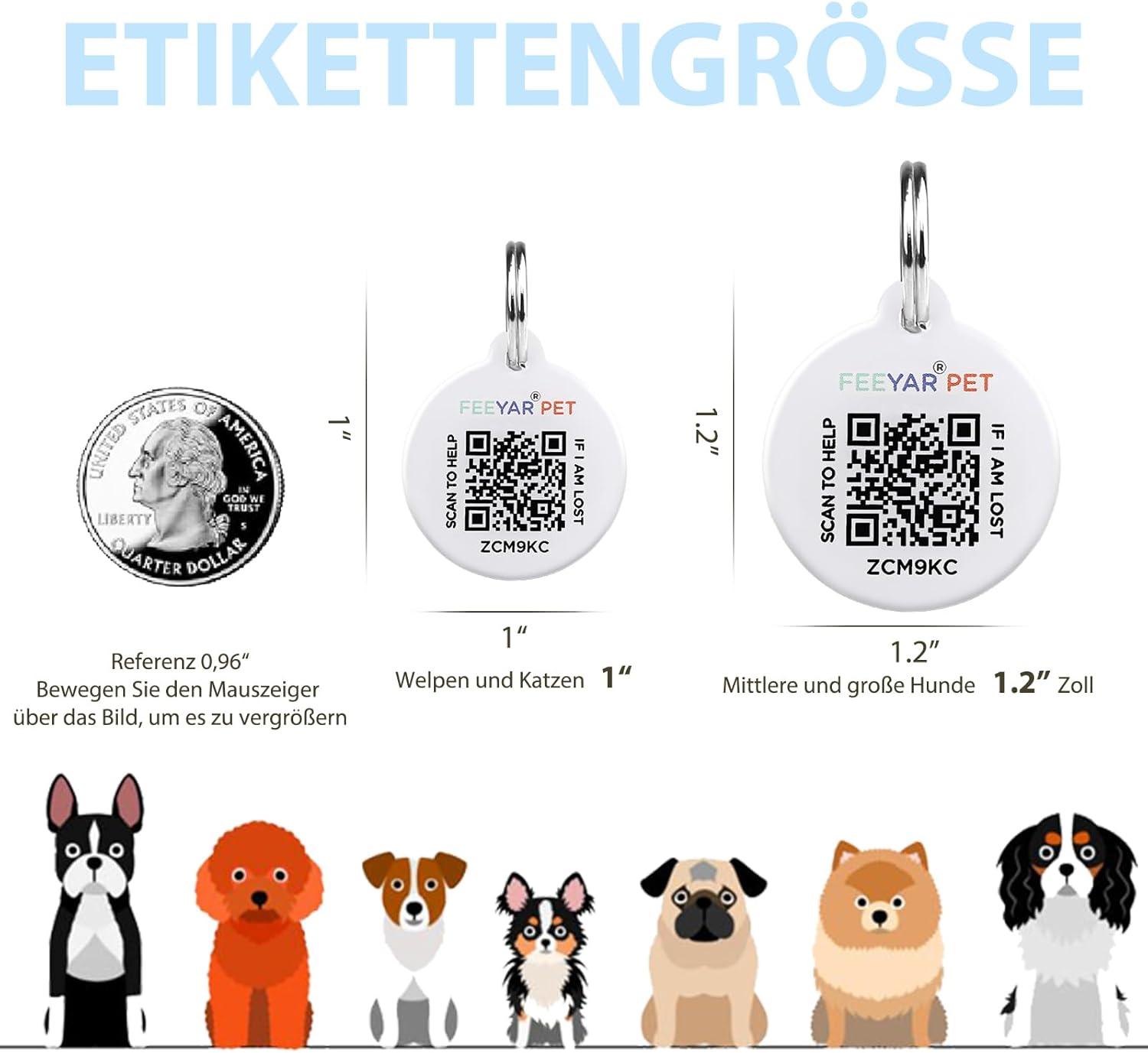 Personalized Dog Tags with Engraving QR Code 2PCS (25mm
