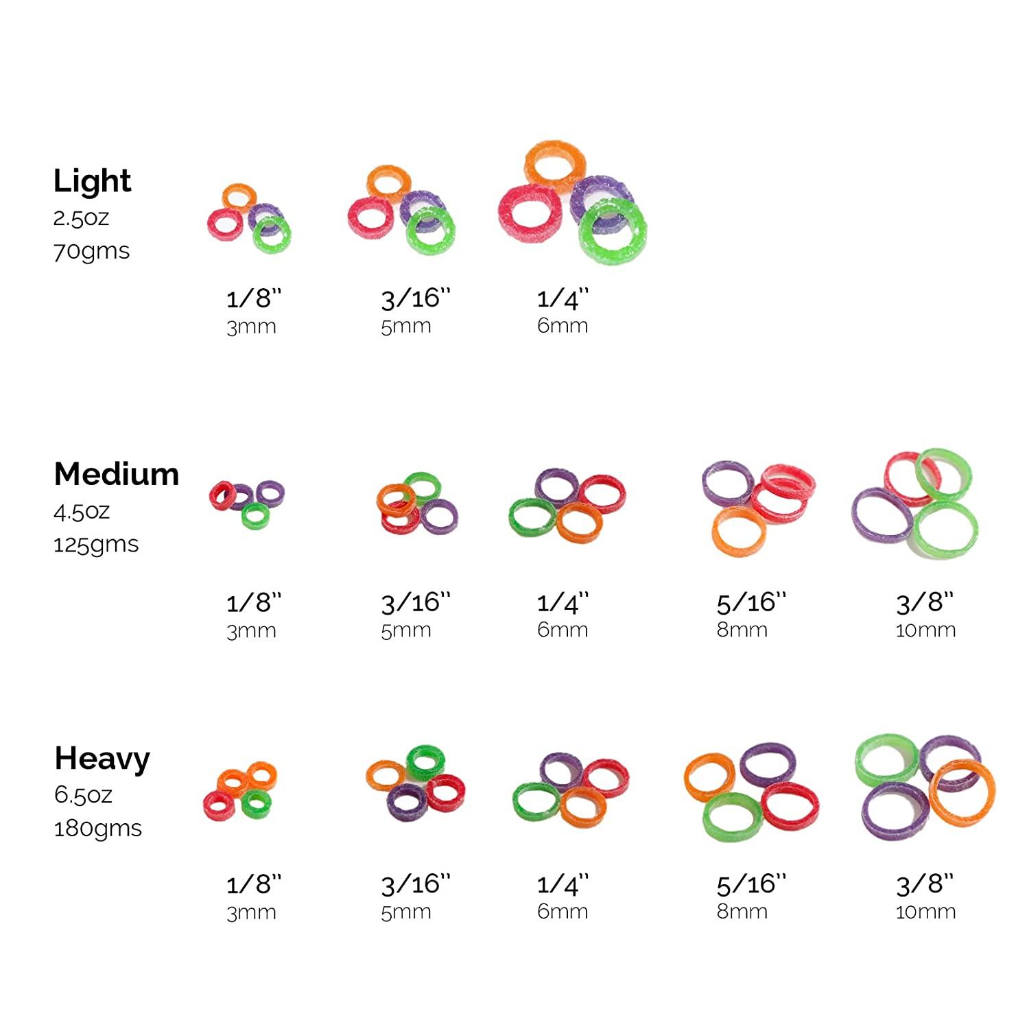 JMU Orthodontic Neon Elastics 3/16 Inch Heavy 6.5oz 500 pack Intraoral