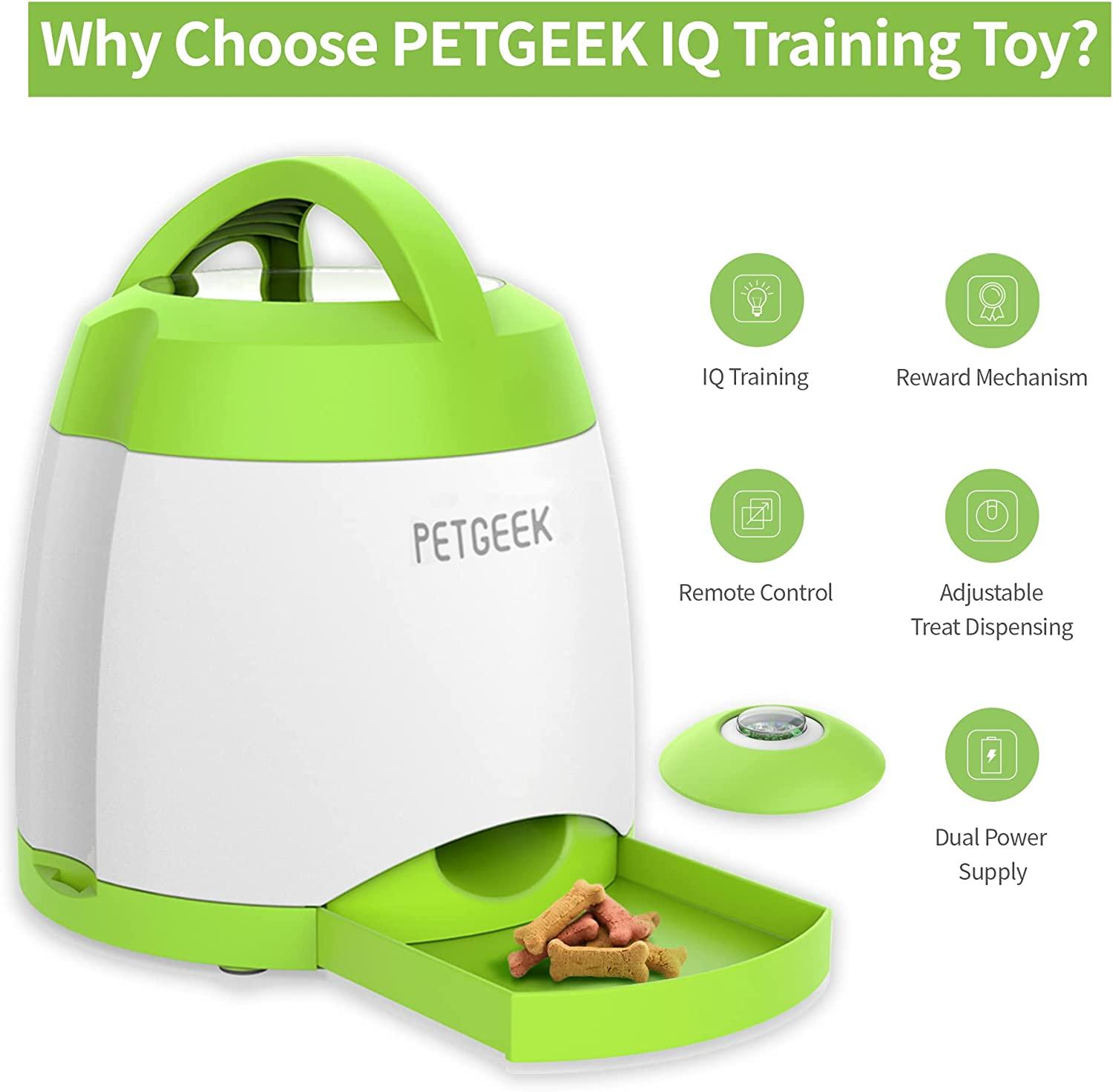  PETGEEK Automatic Dog Treat Dispenser, Dog Puzzle Memory  Training Activity Toy- IQ Training Automatic Dog Cat Feeder Toy, Remote Dog  Button Treat Dispenser for Dogs : Pet Supplies