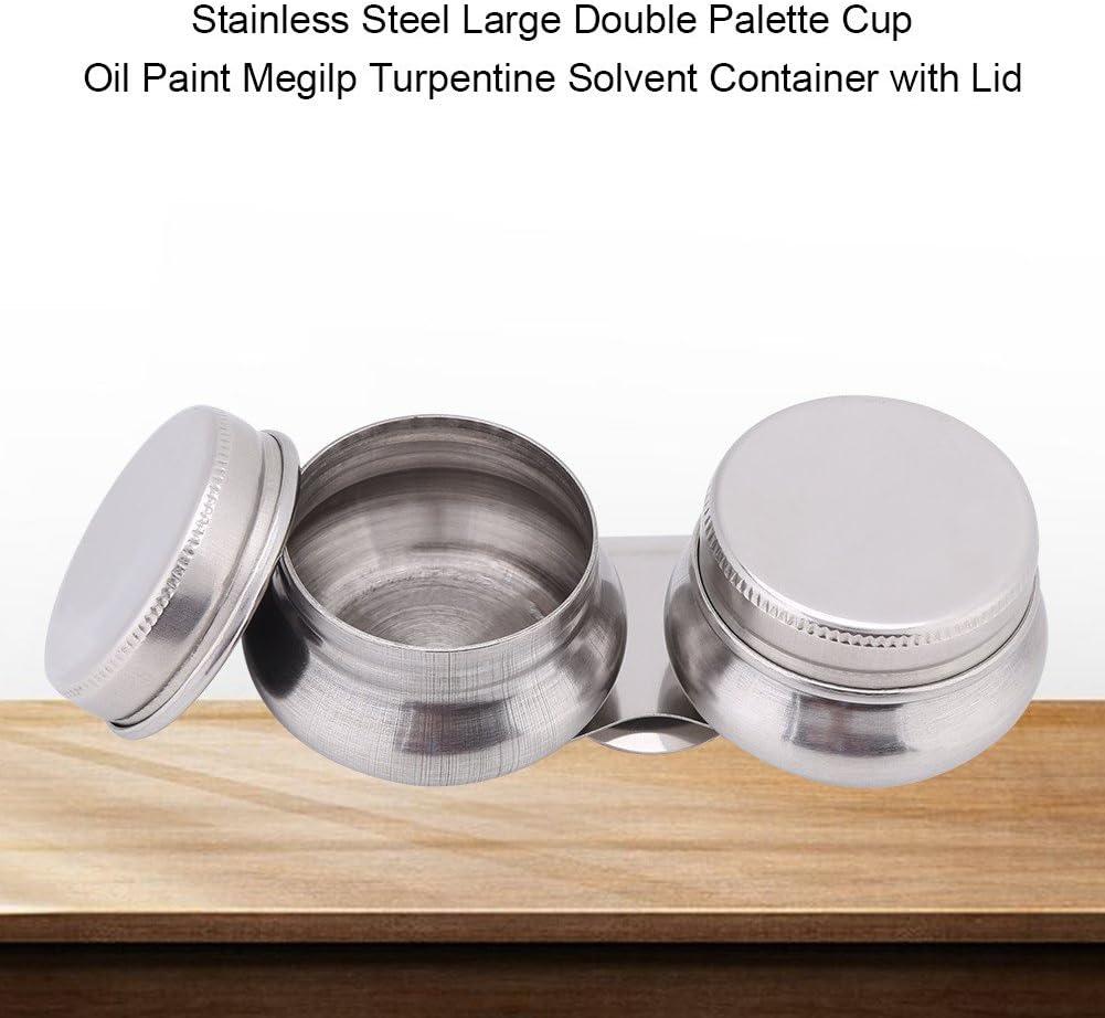 Stainless Steel Paint Cups Palette Cup Double Dipper with Lid Art Oil Pot  Double Palette Oil Paint Container Paint Mixing Cup Paint Thinner Oil  Painting Supplies for Acrylic Oil Painting