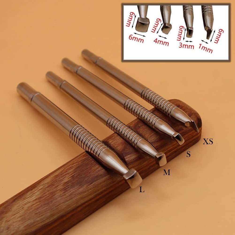Leather Stamping Tool 304 Stainless Steel Professional Stamp Tools Leather  Edge Punch Carving DIY LeatherCrafts (Full Set 4pcs (XS+S+M+L))