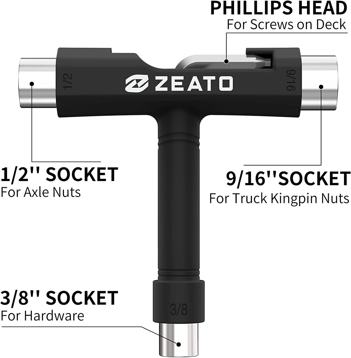 Zeato AllinOne Skate Tools MultiFunction Portable Skateboard T Tool