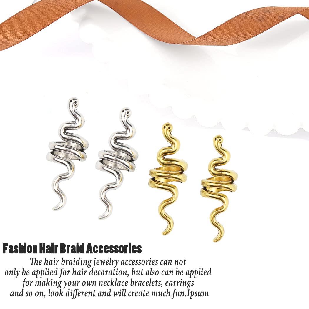 NAISKA 20PCS Seashell Braid Hair Accessories Snake Cross Hair Braid  Dreadlock Beads Loc Jewelry for Braids Hair Clip Decoration Hair Beads  Cuffs Coils Rings Pendants (Silver)
