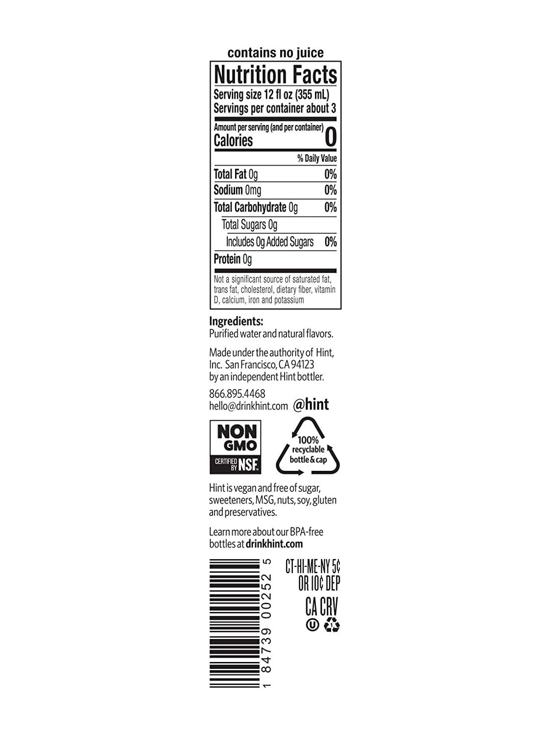 Hint Water Watermelon (Pack of 12), 1 Liter Bottles, Pure ...