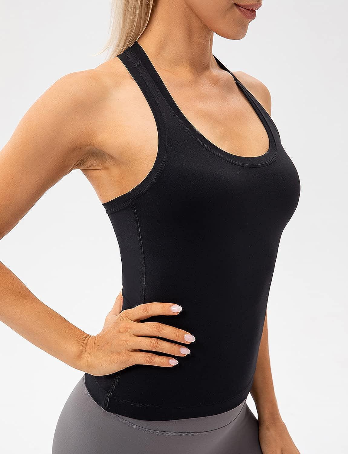 Women's Tank Tops with Shelf Bra Racerback Workout Yoga Top Cotton  Undershirt