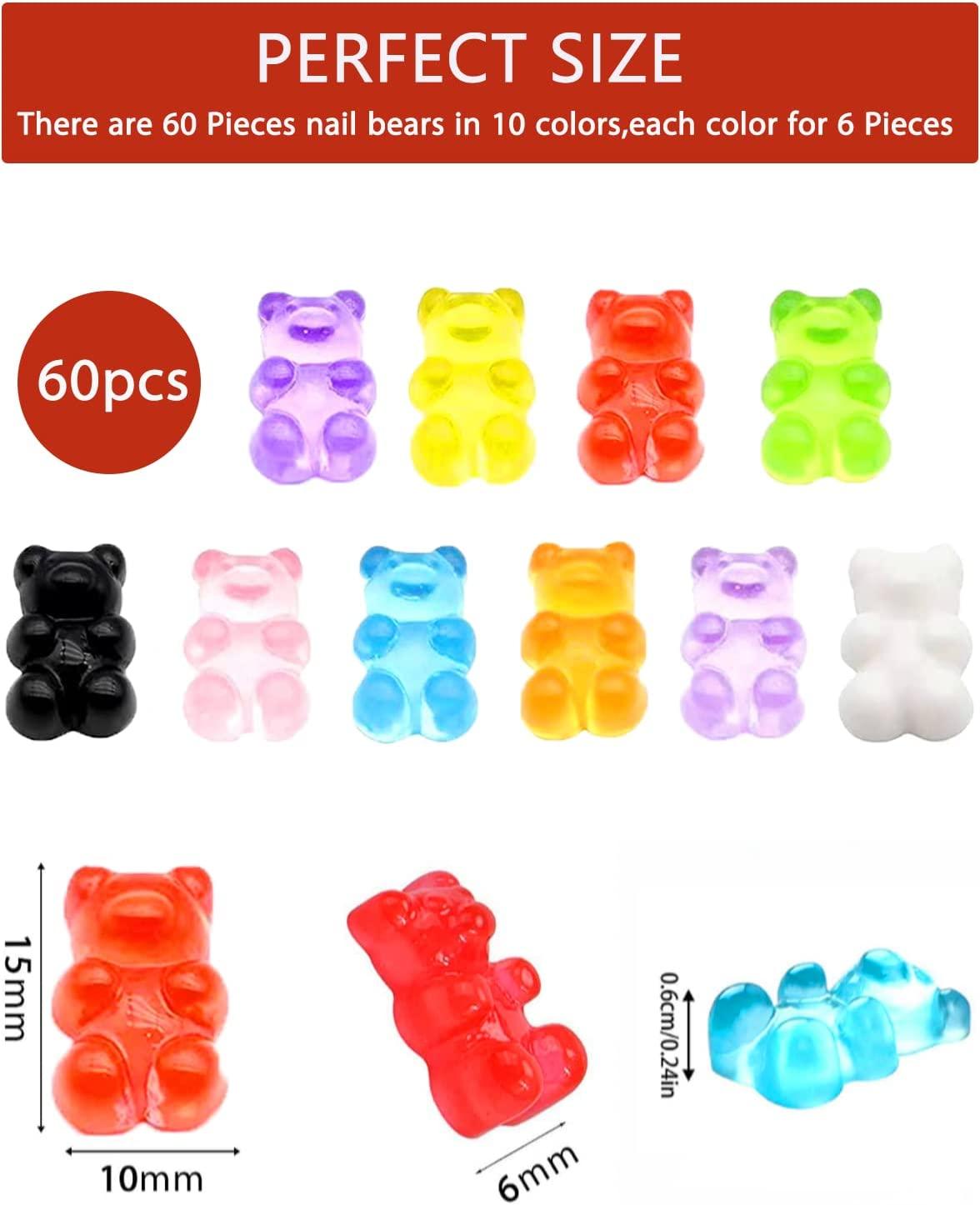 50 Pieces Nail Gummy Bear Charms, Resin Flatbacks Candy Bear Charms for  Slime Nails DIY Craft Scrapbooking Phone Case Doll House Stationery Box