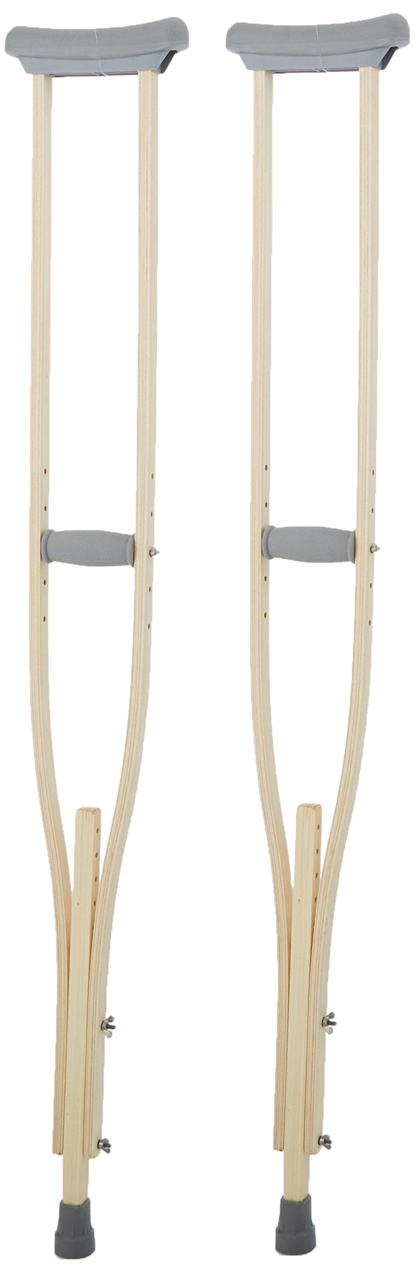 Sammons Preston Wooden Crutches Adult Size, Latex Free, Sturdy Leg