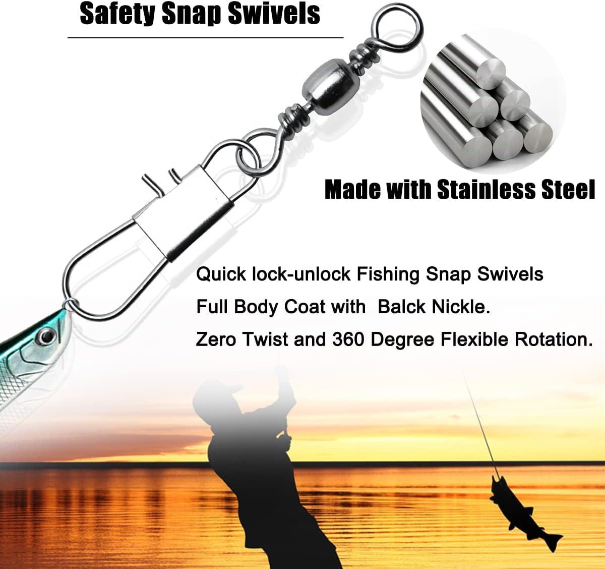 Health Gear Fishing Swivel With Snap, Stainless Steel Ball Bearing Swivels  Fishing Snap Swivels For Saltwater Fishing Freshwater Fishing, 50pcs