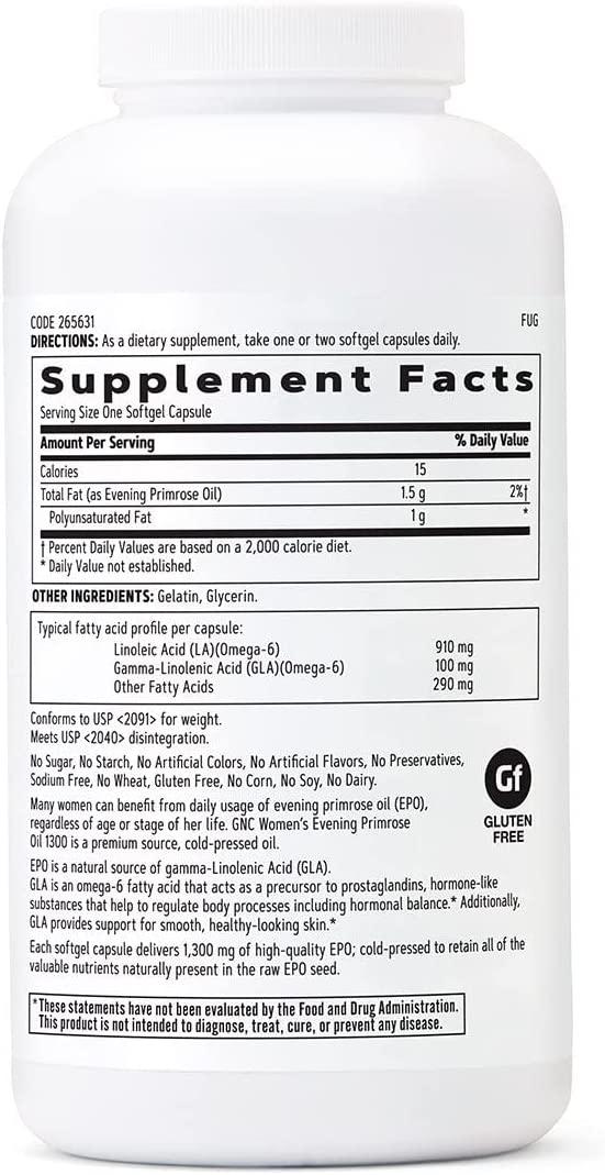 GNC Women's Evening Primrose Oil (EPO) 1300 mg Supports Hormonal