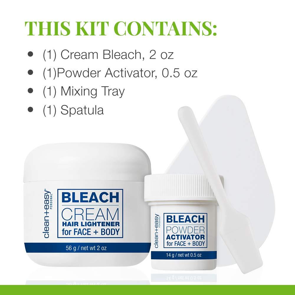 Clean + Easy Bleach Cream Hair Lightener, Lightens Facial and Body Hair, Safe and Gentle on the