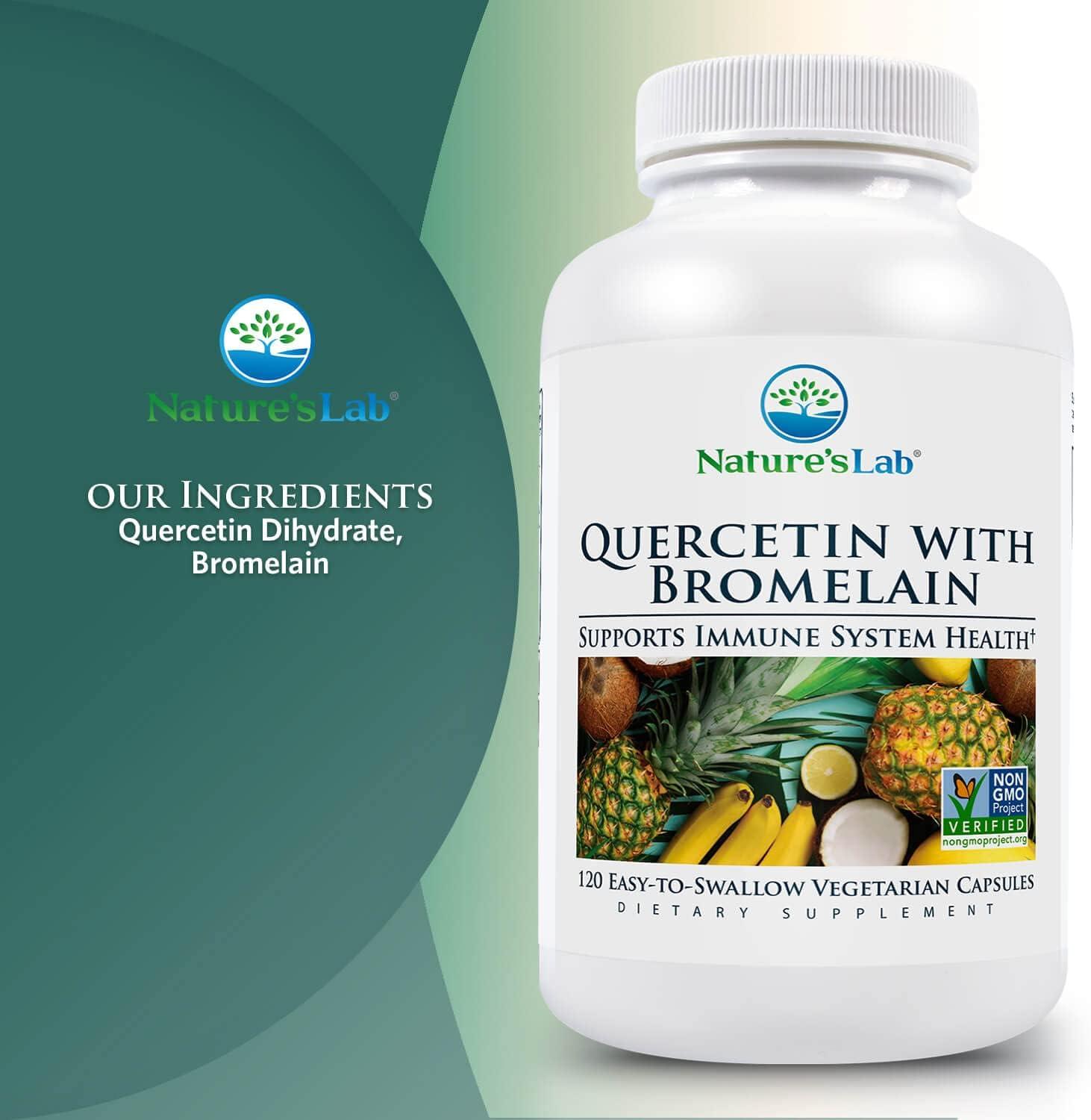 Nature's Lab Quercetin Bromelain Non GMO, Gluten Free 120 Capsules