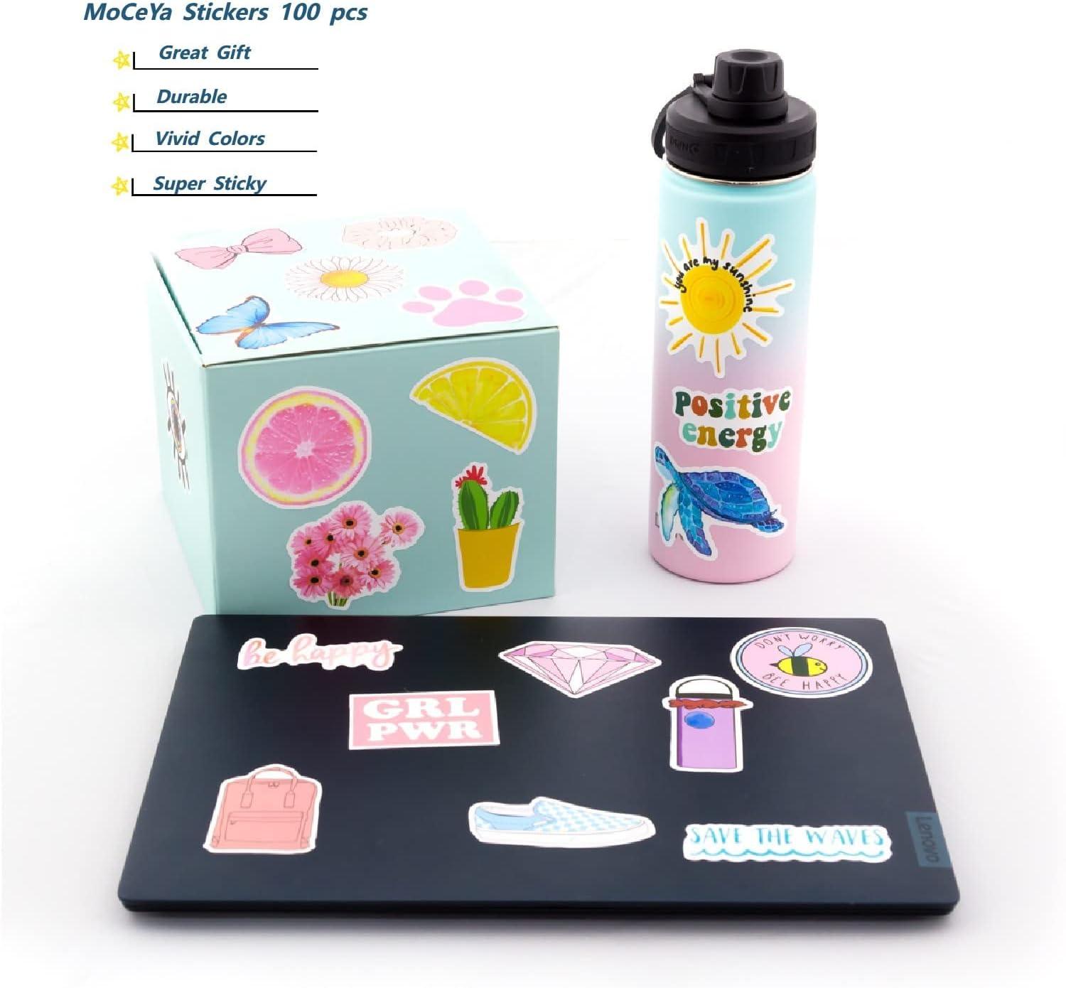 Waterproof Stickers for Water Bottle - MoCeYa 100pcs Cute Aesthetic Stickers  for Laptop, Computer, Phone, PC, Skateboard, Luggage, Hydro Flask Pink  Sticker Pack for Teens Girls Kids Pink Stickers 100 pcs