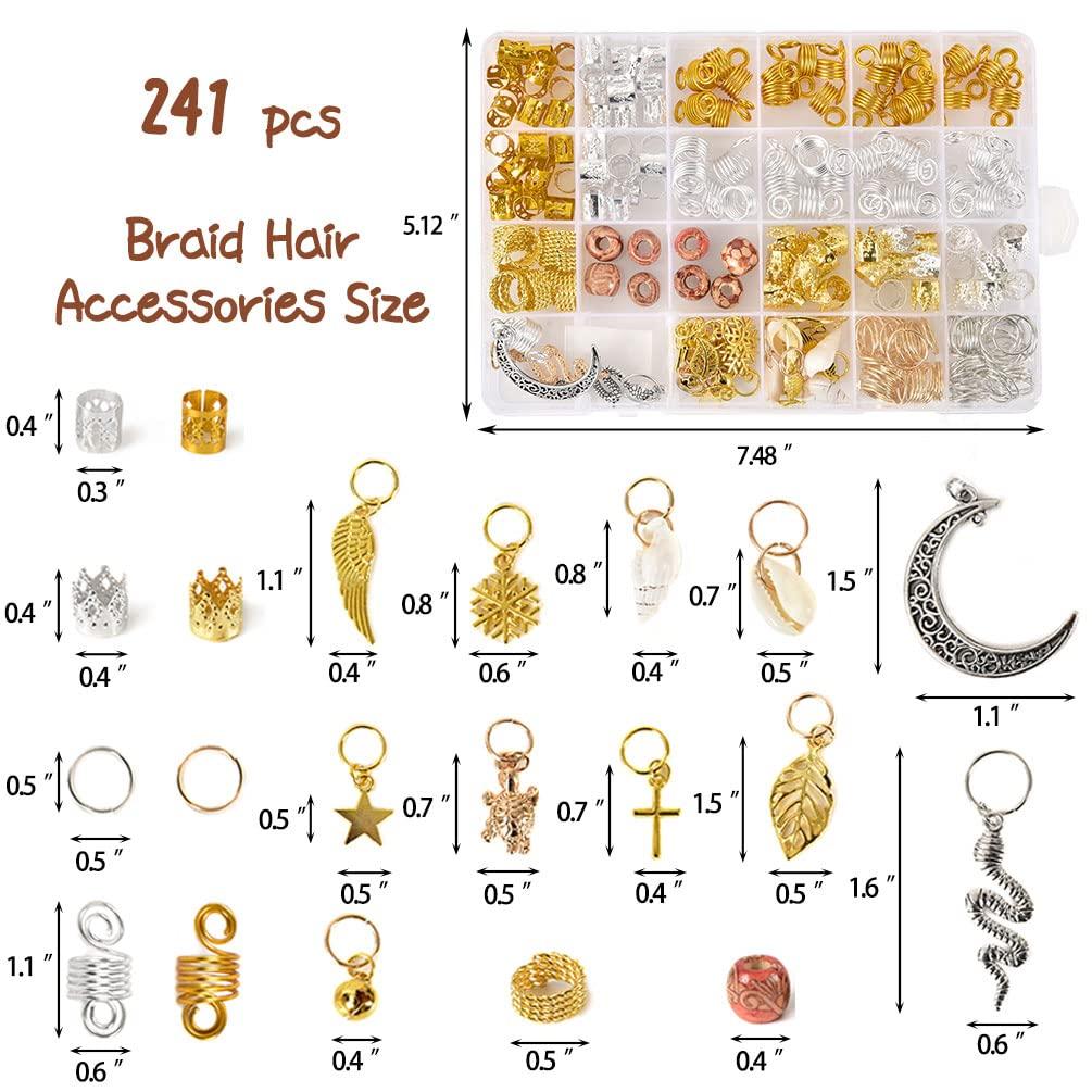 Hair Jewelry for Braids 241 Pcs Loc Jewelry for Hair Dreadlocks