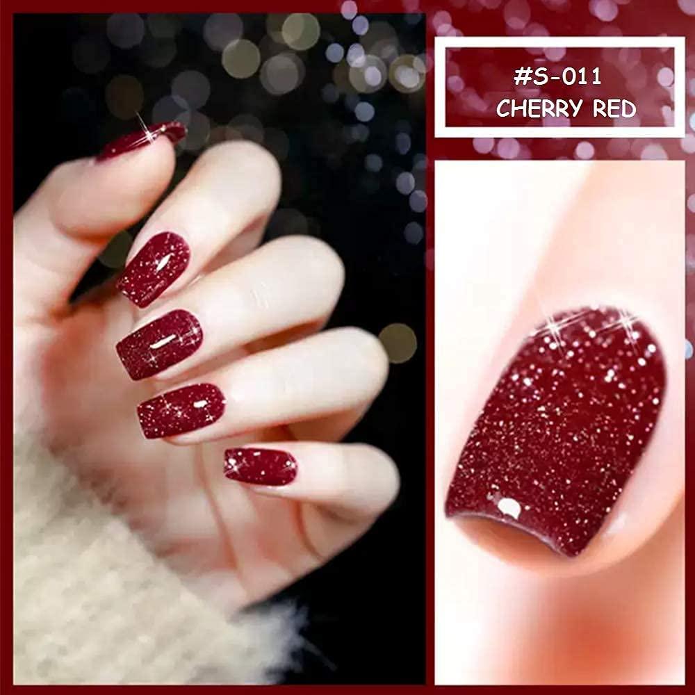 red and silver glitter nails