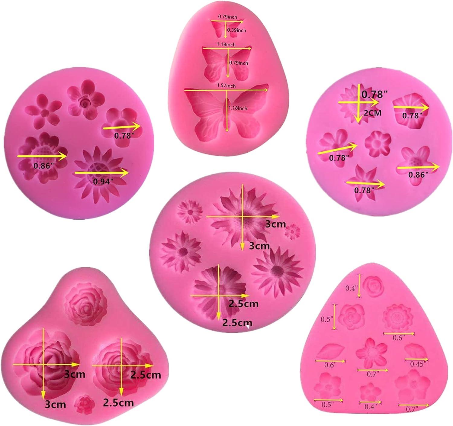 Flower Silicone Mold 7 Pack Rose Mold Flower Cake Fondant Mold Butterfly  Mini Bow Mold for Cupcake, Chocolate Mini Muffins and Candy Making 