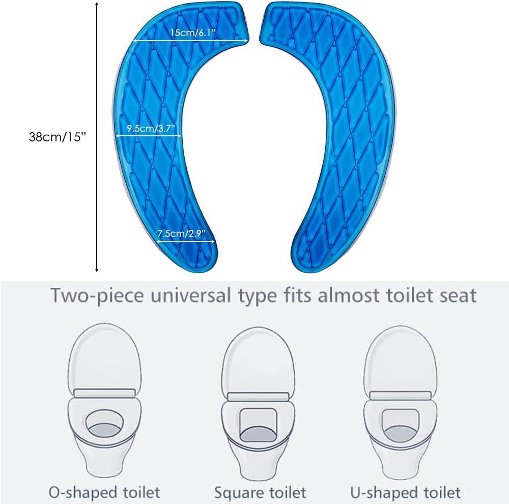 Kindax Gel Toilet Seat Cushion Portable and Washable Toilet Seat Cover  Universal with Self-Adesive Design(Blue)